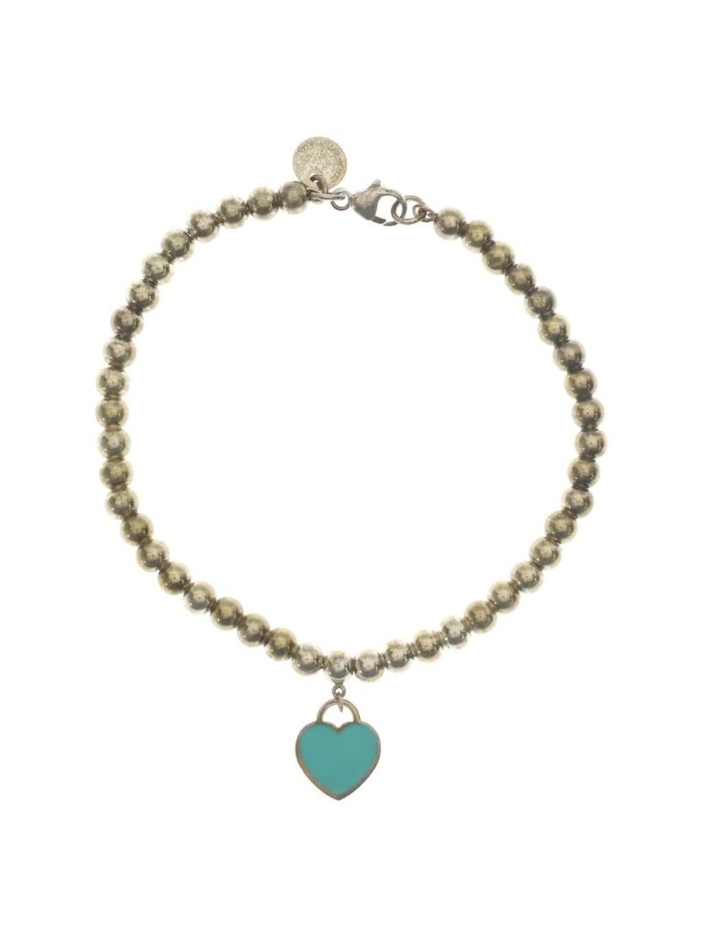 Tiffany & Co Return to Bracelet Heart Plate Ball Chain Silver